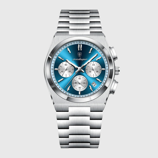 ChronoElite - Montre Homme Luxe Étanche - Argent